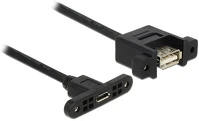 Delock 85110 Usb-b 2.0 micro -> usb-a 2.0 f/f adatkábel 1m fekete panel-mount kép