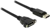 Delock 85114 Displayport 1.2 m/f video jelkábel hosszabbító 1m fekete panel-mount kép