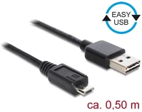 Delock 85156 Easy-usb a -> usb-b 2.0 micro m/m adatkábel 0.5m fekete kép