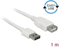Delock 85199 Easy-usb a -> usb-a 2.0 m/f adatkábel hosszabbító 1m fehér kép