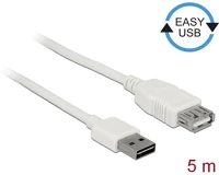 Delock 85202 Easy-usb a -> usb-a 2.0 m/f adatkábel hosszabbító 5m fehér kép