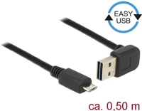Delock 85203 Easy-usb a -> usb-b 2.0 micro m/m adatkábel 0.5m fekete 90°/egyenes kép