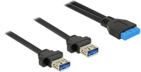 Delock 85244 19pin usb 3.0 header anya -> 2x usb 3.0 anya kábel 0.8m - fekete kép
