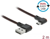 Delock 85273 Easy-usb a -> easyusb micro-b m/m adatkábel 2m fekete 90° bal/jobb kép