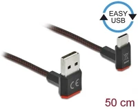 Delock 85275 Easy-usb a -> usb-c m/m adatkábel 0.5m fekete 90°/90° fel/le kép