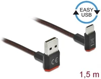 Delock 85277 Easy-usb a -> usb-c m/m adatkábel 1.5m fekete 90°/90° fel/le kép