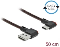 Delock 85280 Easy-usb a -> usb-c m/m adatkábel 0.5m fekete 90°/90° kép