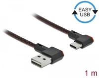 Delock A-TÍPUSÚ Easy-usb a -> usb-c m/m adatkábel 1.5m fekete 90°/90° bal/jobb kép