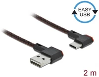 Delock 85283 Easy-usb a -> usb-c m/m adatkábel 2m fekete 90°/90° bal/jobb kép