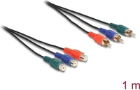 Delock 85390 3db rca -> 3db rca m/f adatkábel hosszabbító 1m fekete kép