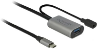 Delock 85391 Usb-c -> usb-a 3.2 gen 1 m/f aktív adatkábel hosszabbító 5m fekete kép