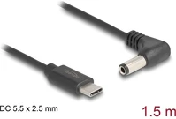 Delock 85399 Usb type-c  tápkábel - dc 5,5 x 2,5 mm méretű apa hajlított 1,5 m kép