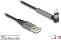 Delock 85404 Usb-a 2.0 -> lightning m/m adatkábel 1.5m fekete-szürke egyenes/90° kép
