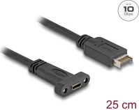 Delock 85454 Usb-e a key -> usb-c 3.2 gen2 m/f adatkábel 0.25m fekete panel-mount kép