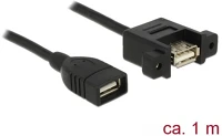 Delock 85460 Usb-a 2.0 - usb-a 2.0 m/f adatkábel 1m fekete panel mount kép