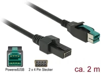 Delock 85483 Powered usb 12v -> pos 2x4pin m/f adatkábel 2m fekete kép