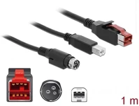 Delock 85487 powered usb 12v -> usb-b 2.0 hosiden mini-din m/m adatkábel 1m fekete pos kép