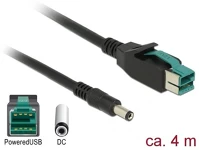 Delock 85500 poweredusb kábel apa 12 v > dc 5,5 x 2,1 mm apa 4 m, pos nyomtatókhoz és kép