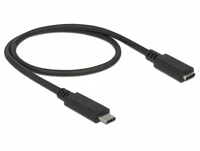Delock 85532 Usb-c - usb-c m/f adatkábel hosszabbító 0.5m fekete kép