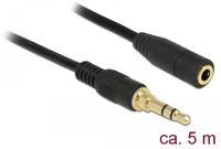 Delock 85590 Stereo jack extension cable 3.5 mm 3 pin male to female 5m black kép