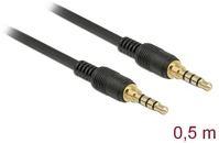 Delock 85592 jack stereo 3,5mm (4pin) -> jack stereo 3,5mm (4pin) m/m audio kábel 0.5m kép