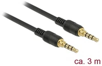 Delock 85601 jack stereo 3,5mm (4pin) -> jack stereo 3,5mm (4pin) m/m audio kábel 3m kép