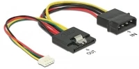 Delock 15 TŰS SATA-CSATLAKOZÓHÜVELY > 4 TŰS Power sata 15 pin receptacle > molex 4 pin male + 4 pin power female cable kép