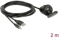 Delock 85719 Jack stereo 3,5mm (4pin) usb-a 2.0 -> jack stereo 3,5mm (4pin) usb-a 2.0 m/f audio kábel hosszabbító 2m fekete zá kép