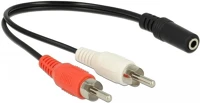 Delock 85806 2db rca -> jack stereo 3,5mm m/f adapter 0.2m fekete kép