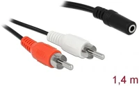 Delock 85808 2db rca -> jack stereo 3,5mm (3pin) m/f audio kábel 1.4m fekete kép