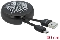 Delock 85818 Usb-a 2.0 -> usb-b 2.0 micro m/m adatkábel 0.46m fekete visszahúzható kép