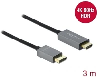 Delock 85930 Displayport 1.4 -> hdmi 2.0 m/m aktív video kábel 3m szürke-fekete hdr