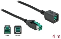Delock 85983 Powered usb 12v -> powered usb 12v m/f tápkábel hosszabbító 4m fekete kép
