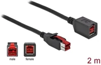 Delock 85986 Powered usb 24v -> powered usb 24v m/f tápkábel hosszabbító 2m fekete kép