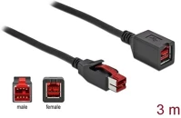 Delock 85987 Powered usb 24v -> powered usb 24v m/f tápkábel hosszabbító 3m fekete kép