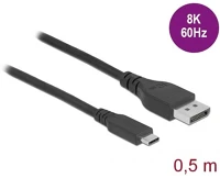 Delock 86037 Usb-c / thunderbolt -> displayport 1.4 m/m video kábel 0.5m fekete dp alt mode