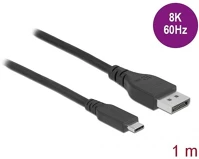 Delock 86038 Usb-c / thunderbolt -> displayport 1.4 m/m video kábel 1m fekete dp alt mode