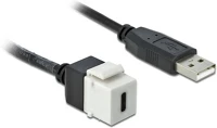 Delock 86382 Usb-a 2.0 -> usb-c m/f keystone modul 0.25m fehér kép