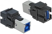 Delock USB 3.0 A-CSATLAKOZÓHÜVELY > USB 3.0 B-CSATLAKOZÓHÜVELY Keystone module usb 3.0 a female > usb 3.0 b female black kép
