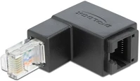 Delock 86423 Rj45 cat6 utp -> rj45 cat6 utp m/f adapter fekete 90° kép