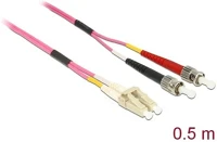Delock 86547 Lc duplex -> st duplex m/m adatkábel 0.5m rózsaszín multi-mode om4 kép