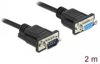 Delock APA-ANYA, 2 M Sub d9-es, null modemű, rs-232 soros kábel, apa-anya, 2 m kép