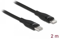 Delock 86638 Usb-c -> lightning m/m adatkábel 2m fekete mfi kép