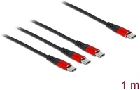 Delock 86713 Usb-c -> 3db usb-c m/m töltőkábel 1m fekete kép