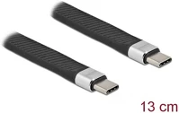 Delock 86940 Lapos usb-c -> usb-c m/m adatkábel 0.13m fekete pd 5a e-marker kép