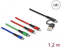 Delock AZ 1 A-TÍPUSÚ USB Usb-a 2.0 usb-c -> 2db lightning usb-c usb-b 2.0 micro m/m töltőkábel 1.2m fekete kép