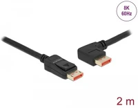 Delock 87046 Displayport 1.4 -> displayport 1.4 m/m video kábel 2m fekete 90°bal/egyenes kép