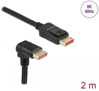 Delock 87051 2m displayport 8k 60hz apa egyenes - apa 90°-ban lefelé hajlított kábel kép