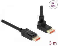 Delock 8K 60 HZ 3 Displayport 1.4 -> displayport 1.4 m/m video kábel 3m fekete 90°fel/egyenes kép