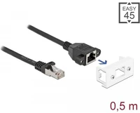 Delock 87110 rj45 cat6a s/ftp -> rj45 cat6a s/ftp m/f adatkábel 0.5m fekete easy 45 kép